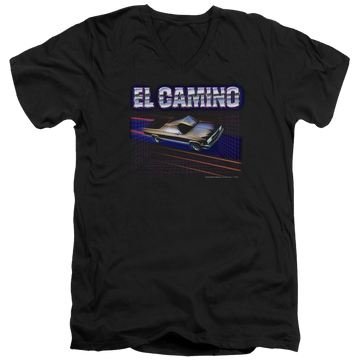 Black men's v-neck t-shirt with Chevrolet El Camino 85 graphic