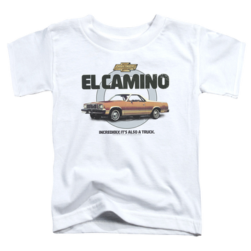White toddler t-shirt with Chevrolet Also A Truck graphic