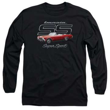 Black men's long sleeve t-shirt with Chevrolet Impala Ss graphic