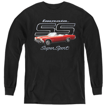Black youth long sleeve t-shirt with Chevrolet Impala Ss graphic