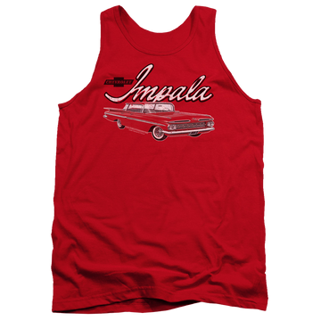 Red men's tank with Chevrolet Classic Impala graphic