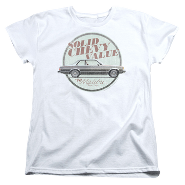 White women's t-shirt with Chevrolet Do The Bu graphic