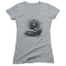 Chevrolet Monte Carlo Drawing - Juniors V-Neck T-Shirt Juniors V-Neck T-Shirt Chevrolet   
