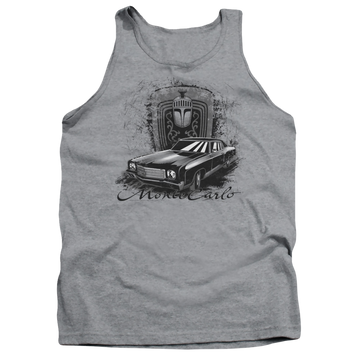 Athletic heather men's tank with Chevrolet Monte Carlo Drawing graphic