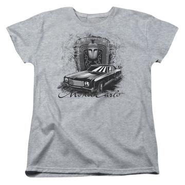 Athletic heather women's t-shirt with Chevrolet Monte Carlo Drawing graphic