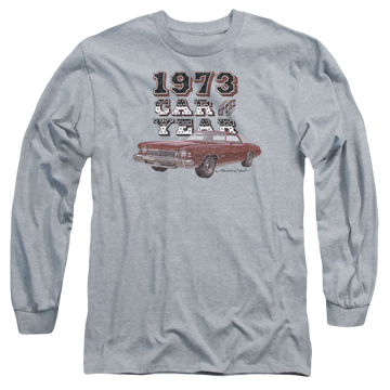 Athletic heather men's long sleeve t-shirt with Chevrolet Car Of The Year graphic