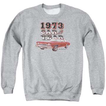 Athletic heather men's crewneck sweatshirt with Chevrolet Car Of The Year graphic