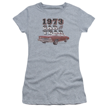 Athletic heather juniors t-shirt with Chevrolet Car Of The Year graphic