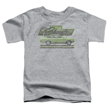 Athletic heather kid's t-shirt for ages 4 to 7 with Chevrolet Vega Car Of The Year 71 graphic