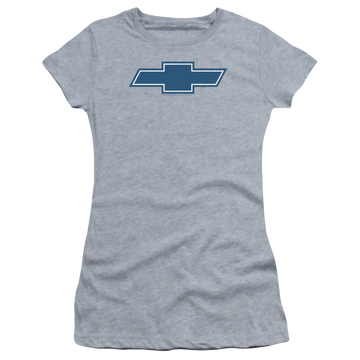 Athletic heather juniors t-shirt with Chevrolet Simple Vintage Bowtie graphic