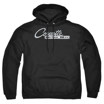 Black pullover hoodie with Chevrolet Chrome Stingray Logo graphic