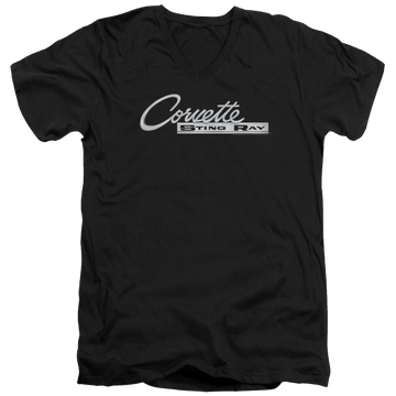 Black men's v-neck t-shirt with Chevrolet Chrome Stingray Logo graphic