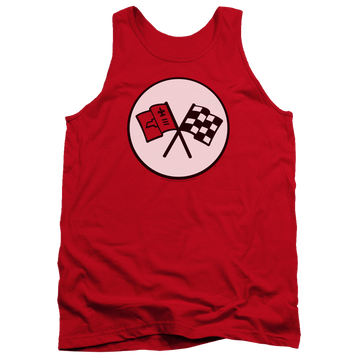 Red men's tank with Chevrolet 2nd Gen Vette Logo graphic