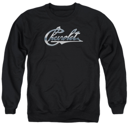 Chevrolet Chrome Vintage Chevy Bowtie - Men's Crewneck Sweatshirt Men's Crewneck Sweatshirt Chevrolet   
