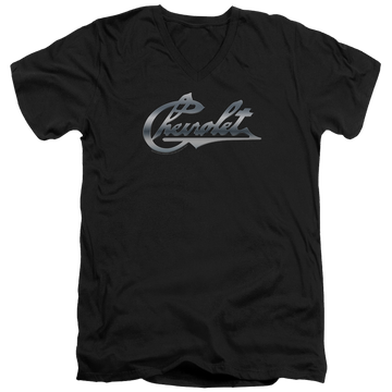 Black men's v-neck t-shirt with Chevrolet Chrome Vintage Chevy Bowtie graphic