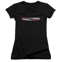 Chevrolet 56 Bel Air Emblem - Juniors V-Neck T-Shirt Juniors V-Neck T-Shirt Chevrolet   