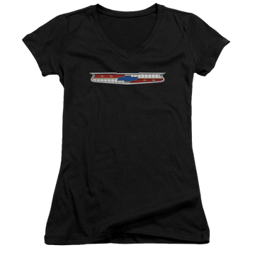 Chevrolet 56 Bel Air Emblem - Juniors V-Neck T-Shirt Juniors V-Neck T-Shirt Chevrolet   