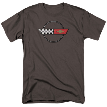 Charcoal men's regular fit t-shirt with Chevrolet 4th Gen Vette Logo graphic