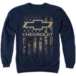 Chevrolet Camo Flag - Men's Crewneck Sweatshirt Men's Crewneck Sweatshirt Chevrolet   