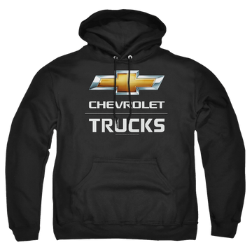 Black pullover hoodie with Chevrolet Trucks graphic