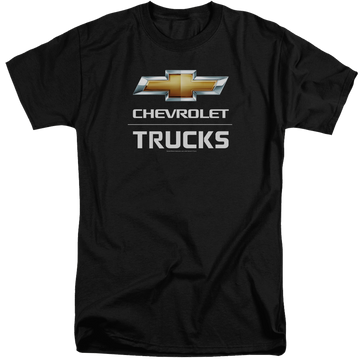 Black men's tall fit t-shirt with Chevrolet Trucks graphic
