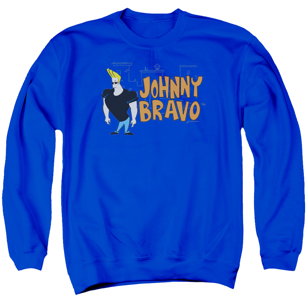 Johnny Bravo Johnny Logo Men's Crewneck Sweatshirt Men's Crewneck Sweatshirt Johnny Bravo   
