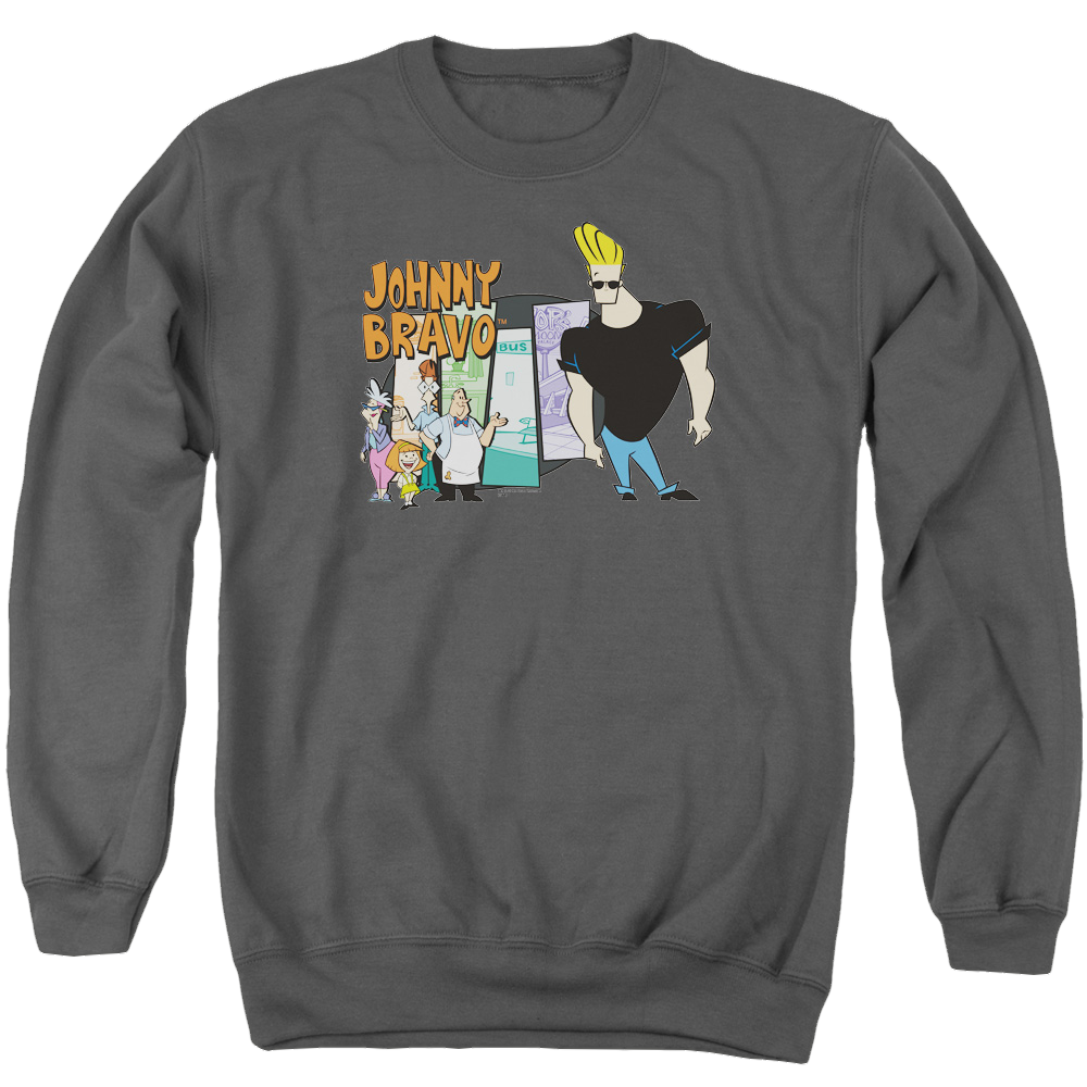 Johnny Bravo Johnny &amp; Friends Men's Crewneck Sweatshirt Men's Crewneck Sweatshirt Johnny Bravo   