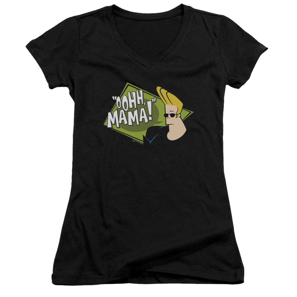 Johnny Bravo Oohh Mama Juniors V-Neck T-Shirt Juniors V-Neck T-Shirt Johnny Bravo   
