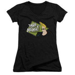 Johnny Bravo Oohh Mama Juniors V-Neck T-Shirt Juniors V-Neck T-Shirt Johnny Bravo   