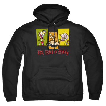 Black pullover hoodie with Ed, Edd n Eddy 3 Ed's graphic