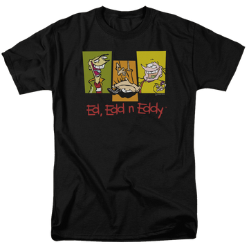Black men's regular fit t-shirt with Ed, Edd n Eddy 3 Eds graphic