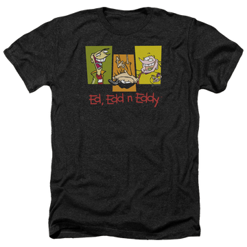 Charcoal men's heather t-shirt with Ed, Edd n Eddy 3 Eds graphic