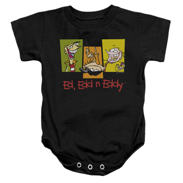 Black baby bodysuit with Ed, Edd n Eddy 3 Eds graphic