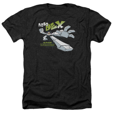Charcoal men's heather t-shirt with Dexter's Laboratory Robo Dex graphic