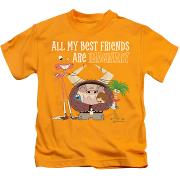 Gold kid's t-shirt for ages 4 to 7 with Foster's Home for Imaginary Friends Imaginary Friends graphic