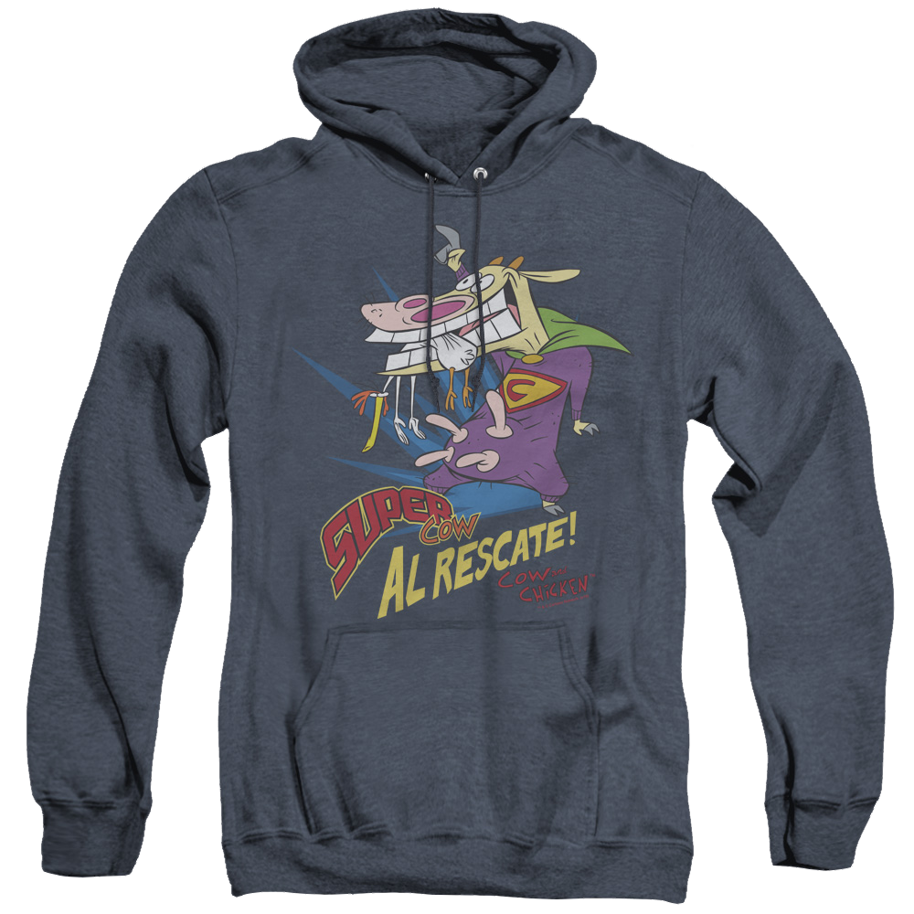 Cow & Chicken Super Cow - Heather Pullover Hoodie Heather Pullover Hoodie Cow and Chicken   