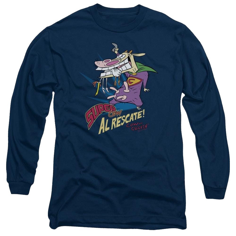 Cow and Chicken Super Cow - Men's Long Sleeve T-Shirt Men's Long Sleeve T-Shirt Cow and Chicken   