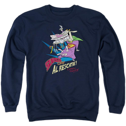 Cow and Chicken Super Cow - Men's Crewneck Sweatshirt Men's Crewneck Sweatshirt Cow and Chicken   