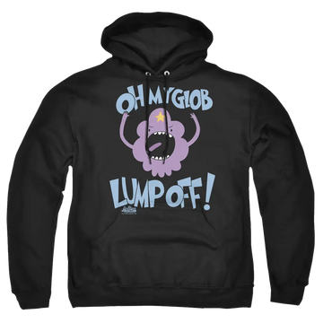 Black pullover hoodie with Adventure Time Lump Off graphic