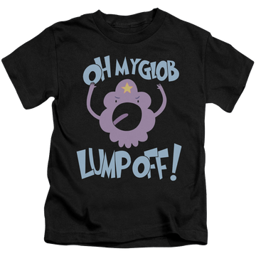 Black kid's t-shirt for ages 4 to 7 with Adventure Time Lump Off graphic