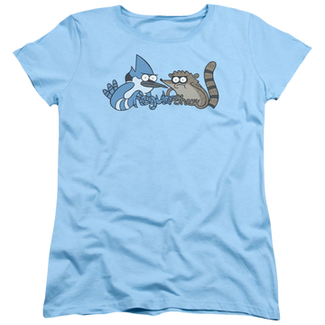 Light blue women's t-shirt with Regular Show Tattoo Art graphic