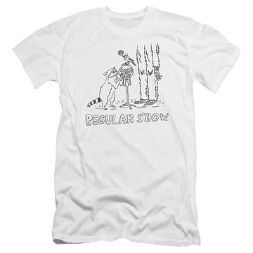 White men's premium slim fit t-shirt with Regular Show Tattoo Art graphic