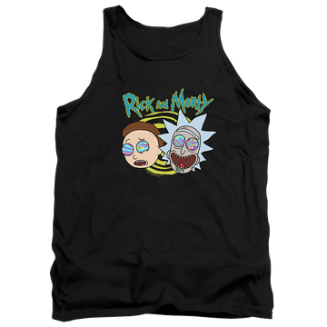 Black men's tank with Rick and Morty Blown Minds graphic