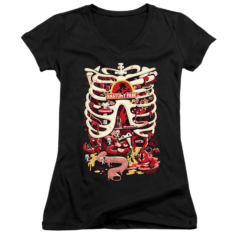 Rick and Morty Anatomy Park Logo - Juniors V-Neck T-Shirt Juniors V-Neck T-Shirt Rick and Morty   
