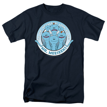 Navy men's regular fit t-shirt with Rick and Morty Mr Meeseeks graphic