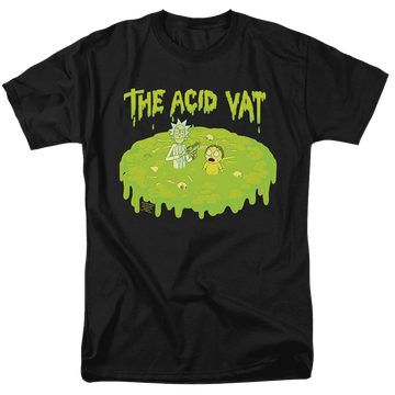 Black men's regular fit t-shirt with Rick and Morty The Acid Vat graphic