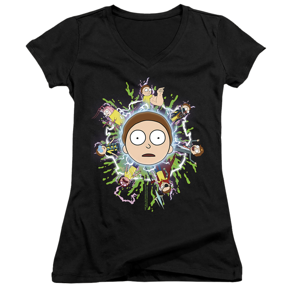 Rick and Morty Multiple Morty - Juniors V-Neck T-Shirt Juniors V-Neck T-Shirt Rick and Morty   