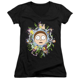 Rick and Morty Multiple Morty - Juniors V-Neck T-Shirt Juniors V-Neck T-Shirt Rick and Morty   