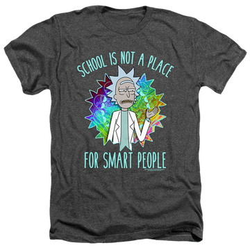 Charcoal men's heather t-shirt with Rick and Morty School graphic
