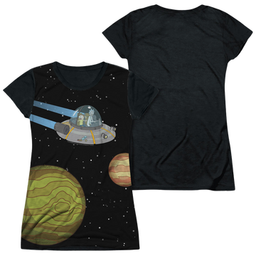 Rick and Morty In Space juniors black back t-shirt